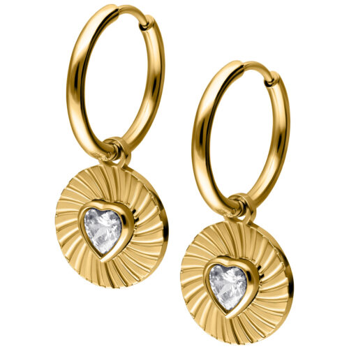 Little Crystal Riffled Heart Hoops Pair