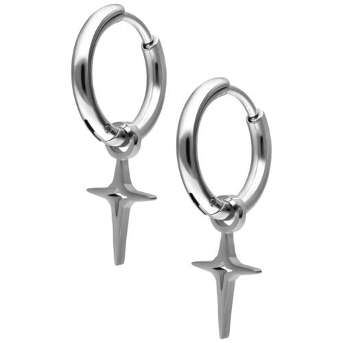 Mini Polar Star Hoops Pair - silver-metal