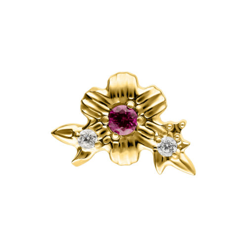 Push Fit Maharani Ruby Bloom Attachment - Golden Metal