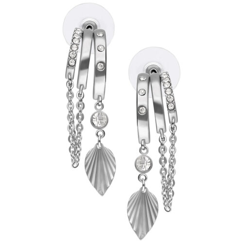 Riffled Leaf Statement Earstuds - silver-metal