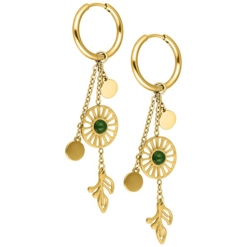Moss Agate Hoops Pair