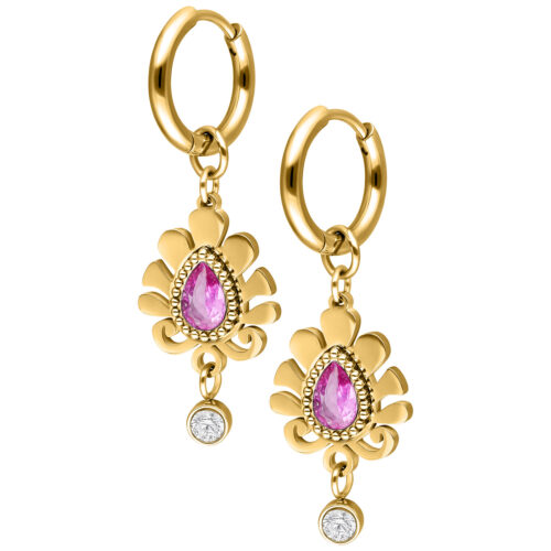 Lovely Imperial Amber Hoops Pair - golden-metal