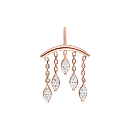 Oval Drop Vertical Helix Push Fit Attachment - Rosegold