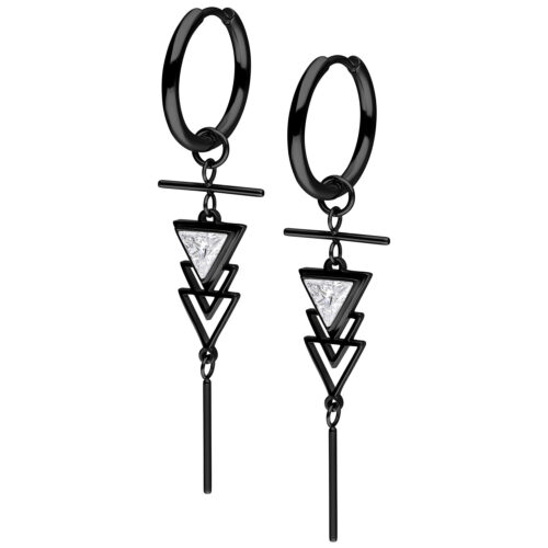 Little Artdeco Hoops Pair - Black Metal